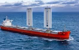A cargo ship's 'WindWing' sails saved it up to 12 tons of fuel per day