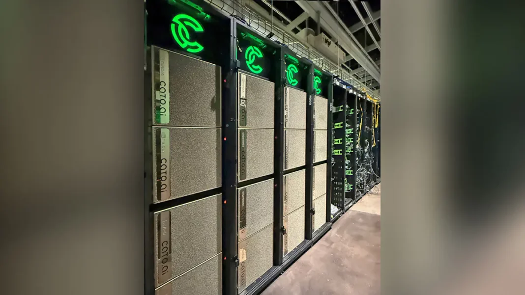 CoreWeave data centre corridor as credit spreads widen on AI debt fears
