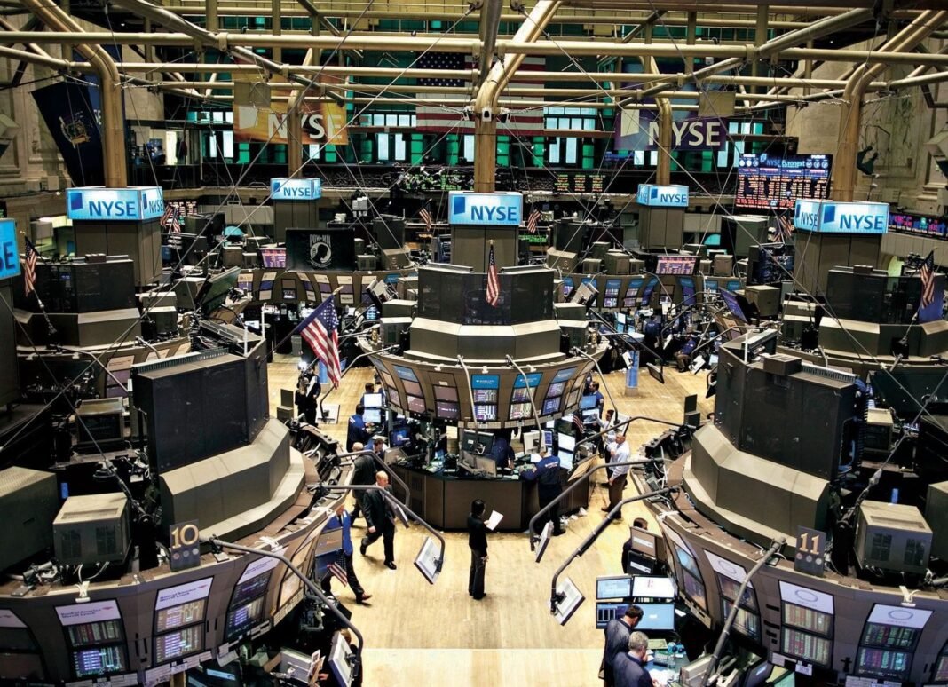 dow-jumps-healthcare-stocks-lead Wall Street financial district and stock exchange buildings