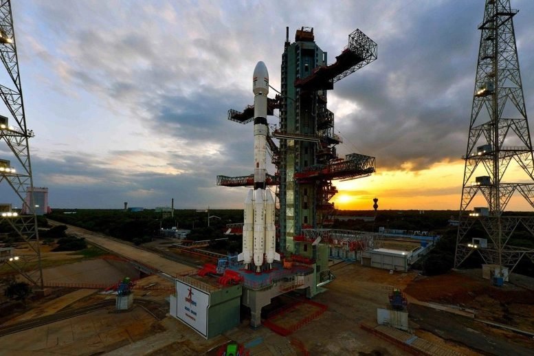 nasa-jpl-india-us-nisar-mission The NISAR satellite on its launchpad, showcasing NASA-JPL and ISRO's joint India-US space technology