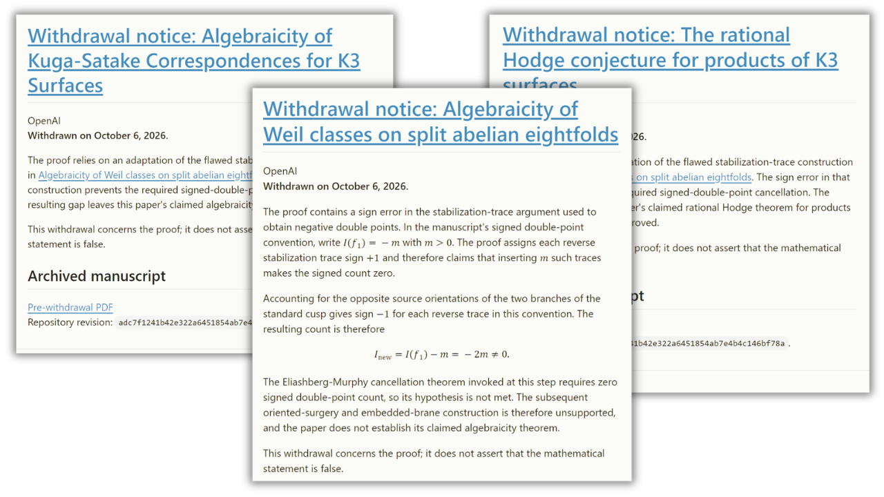 OpenAI withdraws three preprints