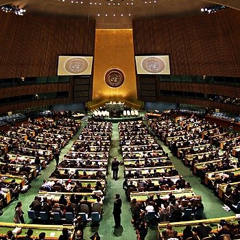 Weapons technology vigilance illustrated by the United Nations headquarters, as India calls on UN members to stay vigilant.