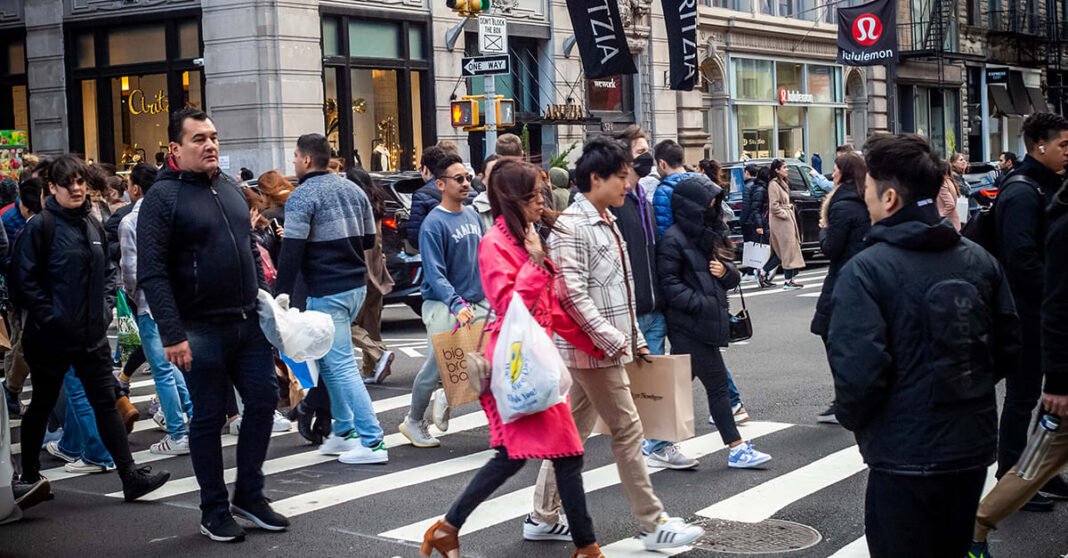 us-economy-growth-3-4-percent-q3-2026 United States economy shopping consumer spending city street