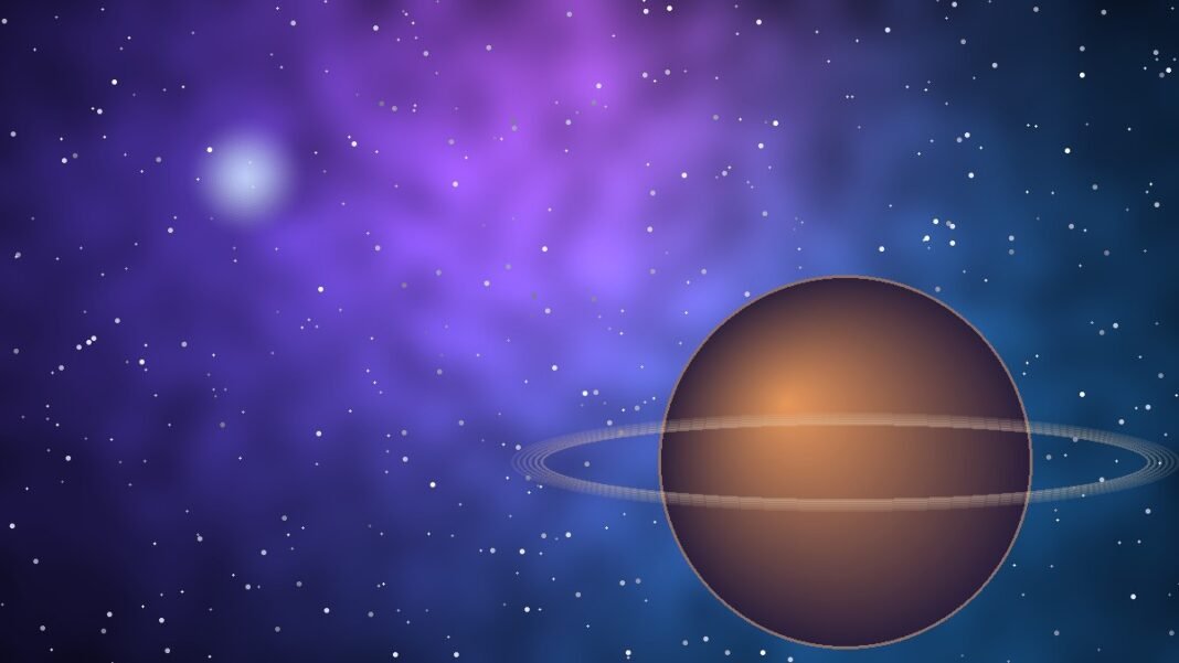what-happened-to-bioware Illustration of a ringed planet against a purple and blue nebula in deep space, representing the sci-fi worlds of BioWare's games