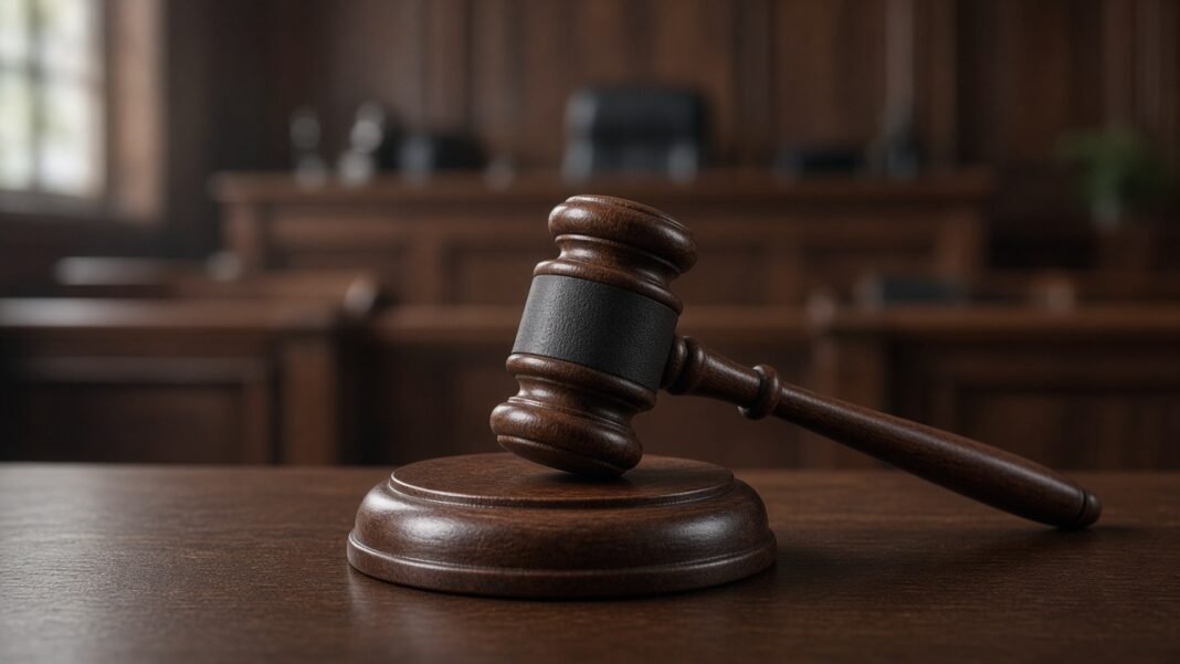 Judge's gavel in a courtroom, D4vd murder case