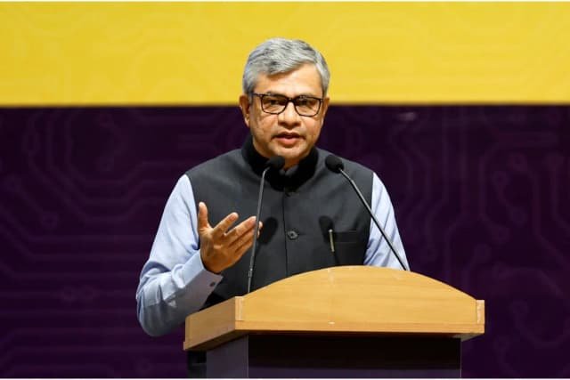 Ashwini Vaishnaw NDTV World Summit, AI regulation law India parliament, Vaishnaw speaking press conference, artificial intelligence robot gavel