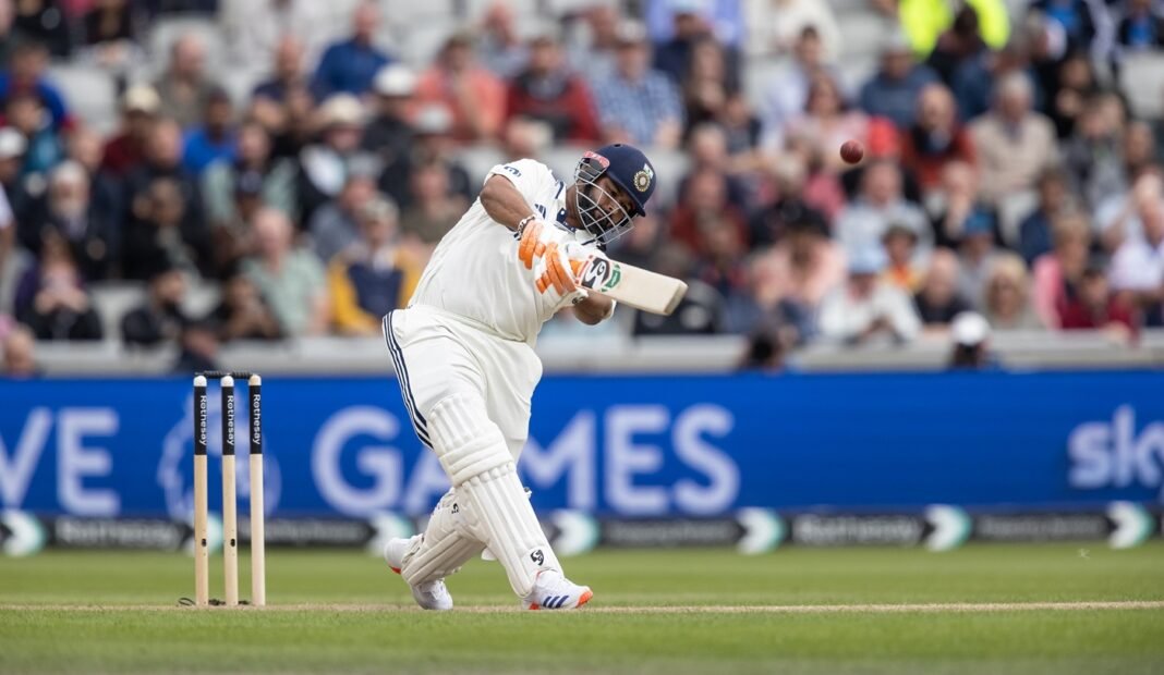 England v India - 4th Rothesay Test Match: Day One cricket match action, red cricket ball, cricket batsman batting, cricket stumps bails